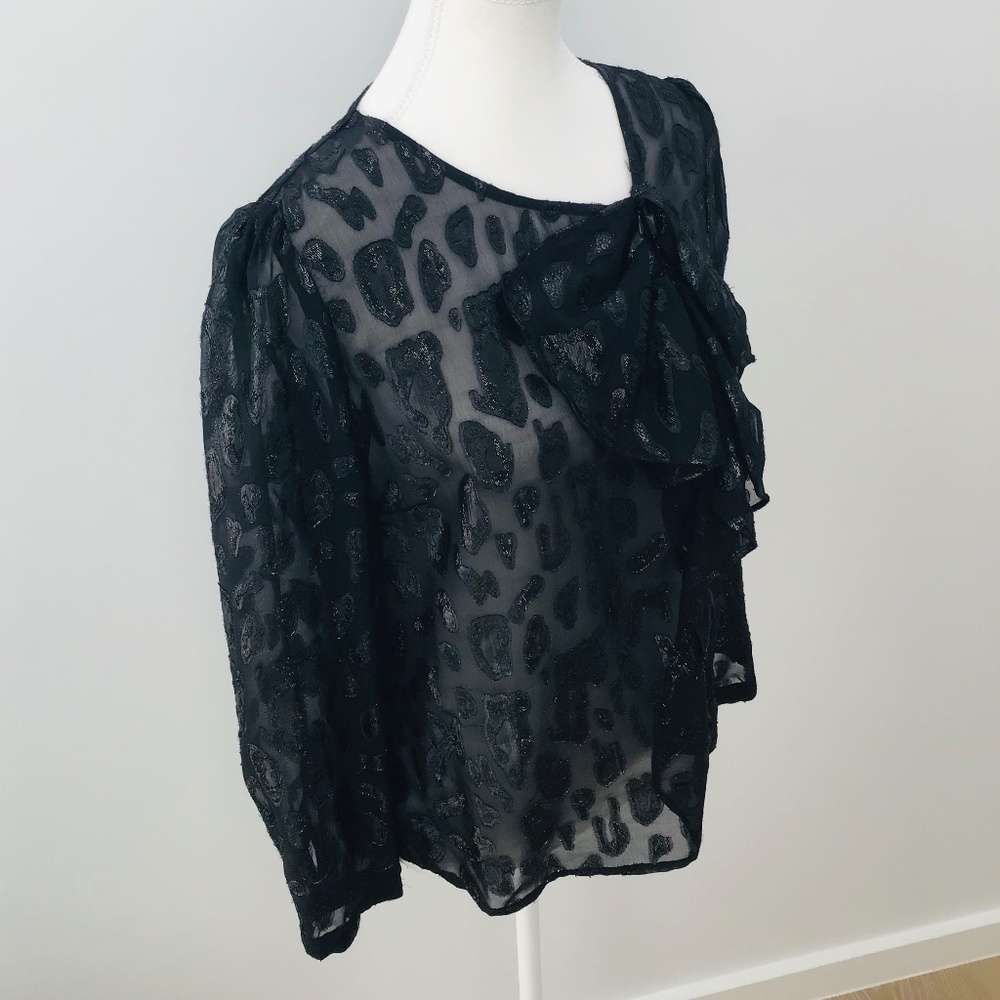 ZARA size M long sleeved black glitter blouse with gathered detailing - Picture 8 of 10